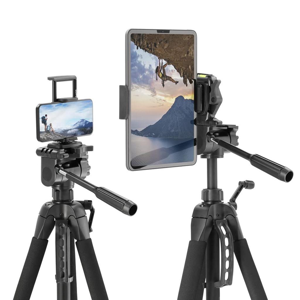 Hama Action 170 3D Camera Height Photography Tripod with Phone and Tablet and Bag for SLR Black Tripod, 62-170cm, Holder, 3-Way Head, Cameras,