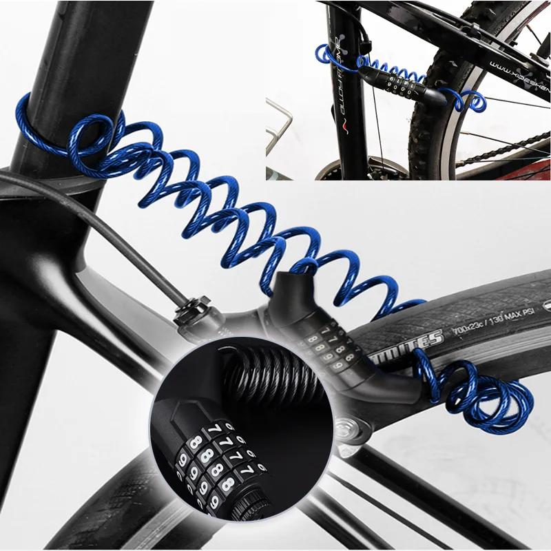 Motorcycle Bicycle Anti-Theft Chain 4-Digit Password Combination Helmet Lock Safety Portable Cable Lock Durable Wire Rope