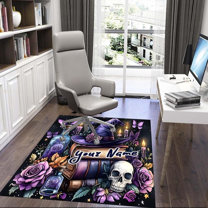 1PC Custom Name Witchcraft Magic Theme Floor Mat Ideal for Living Room, Game Rooms, Office, Bedroom,Floor Mat Playful Design