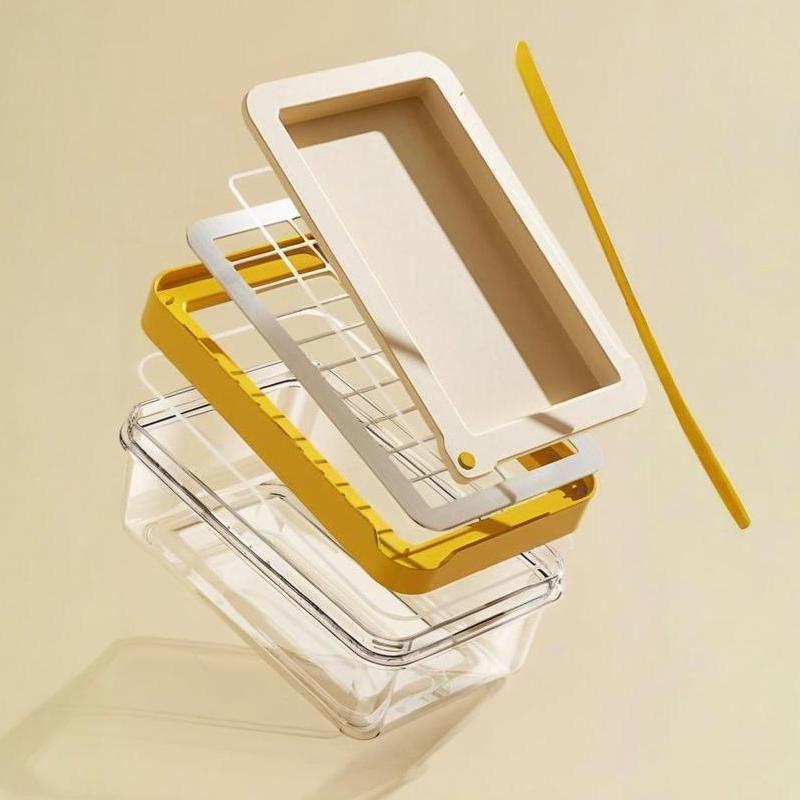 1Pc Butter Portioning Cutting Preservation Box Transparent With Cover Storage Box Food Grade Refrigerator Specific Plastic Box
