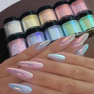 5g/box Aurora Nail Powder Pearl Nails Glitter Neon Dust Effect Chrome Nail Art Mermaid Rainbow AB Color Dipping Powder Decoration