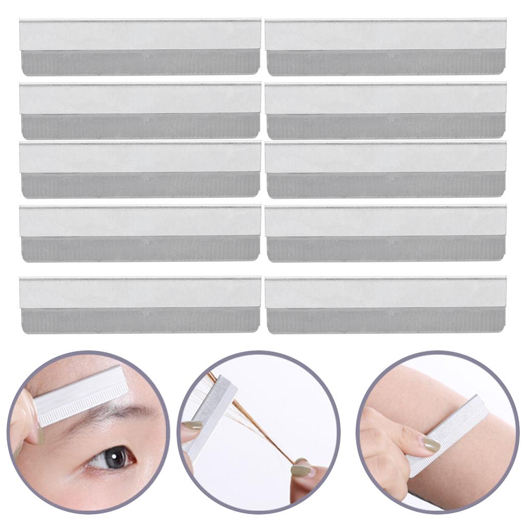10PCS Eyebrow Razor Blades Hair Removal Brow Shaving Straight Edge Stainless Steel Razor