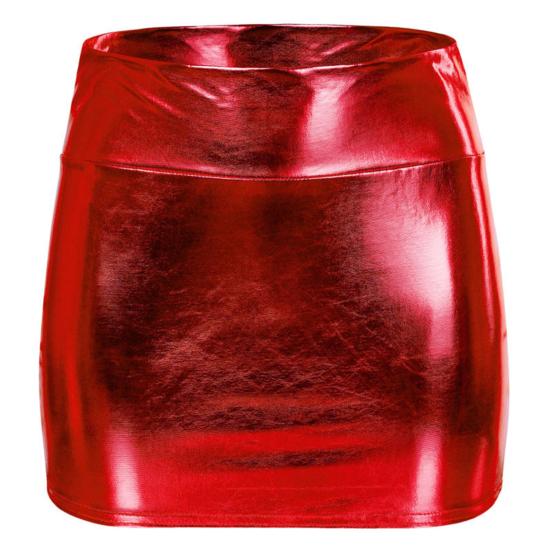 Club Show Sheath Skirt Slim Fit Glossy Smooth Surface Solid Color Mid Waist Clubwear Faux Leather Stage Performance Nightclub Mini