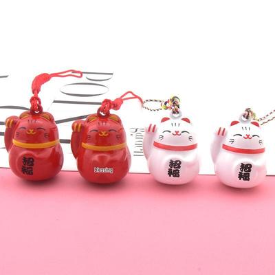 Japanische bemalte Maneki-neko Wasserglocke - Lächelnde Glückskatze Handy-Anhänger