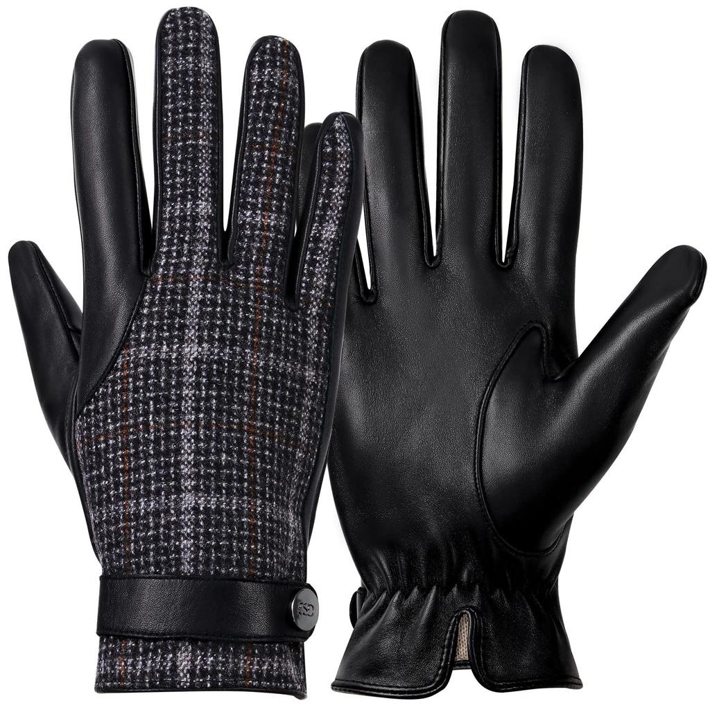 GSG Leather Cold Weather Smartphone Driving Gloves with Cashmere Popular Winter Gloves for and Luxury Product 1086 Men's Gloves, Protection,