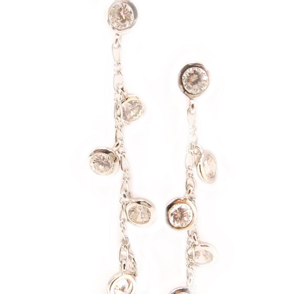 Les Trésors De Lily [L5027] - Cercei „Zeiță” din argint, alb-argintiu (placați cu rodiu) - 50x8 mm