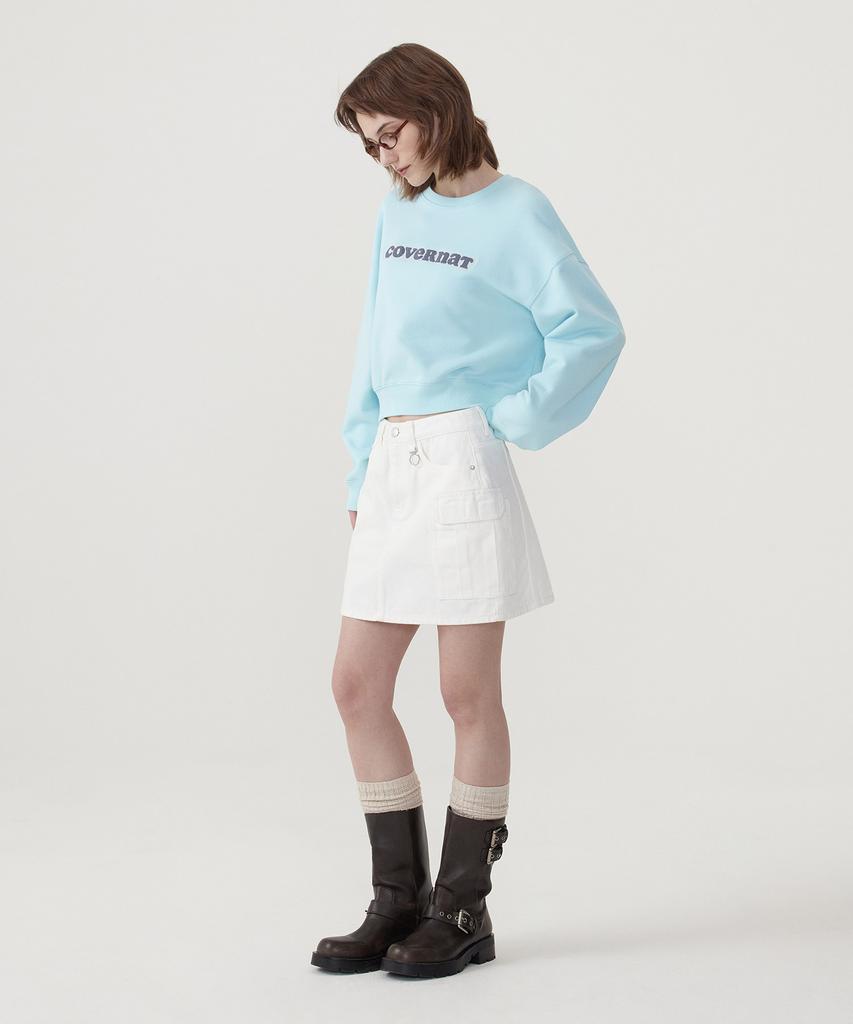 COVERNAT WOMAN Cooper Logo Sweatshirt Sky Blue