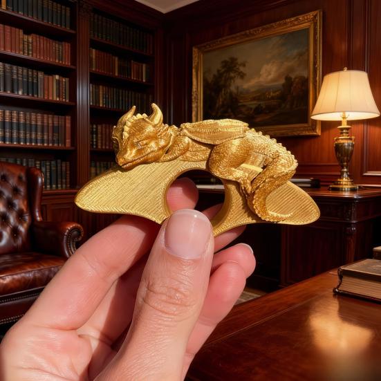Clip de Marque-Page Dragon Dormant Imprimé en 3D, Support de Page Anneau de Lecture, Marque-Page Créatif pour le Doigt pour Lecteurs, Cadeau pour Amoureux des Livres