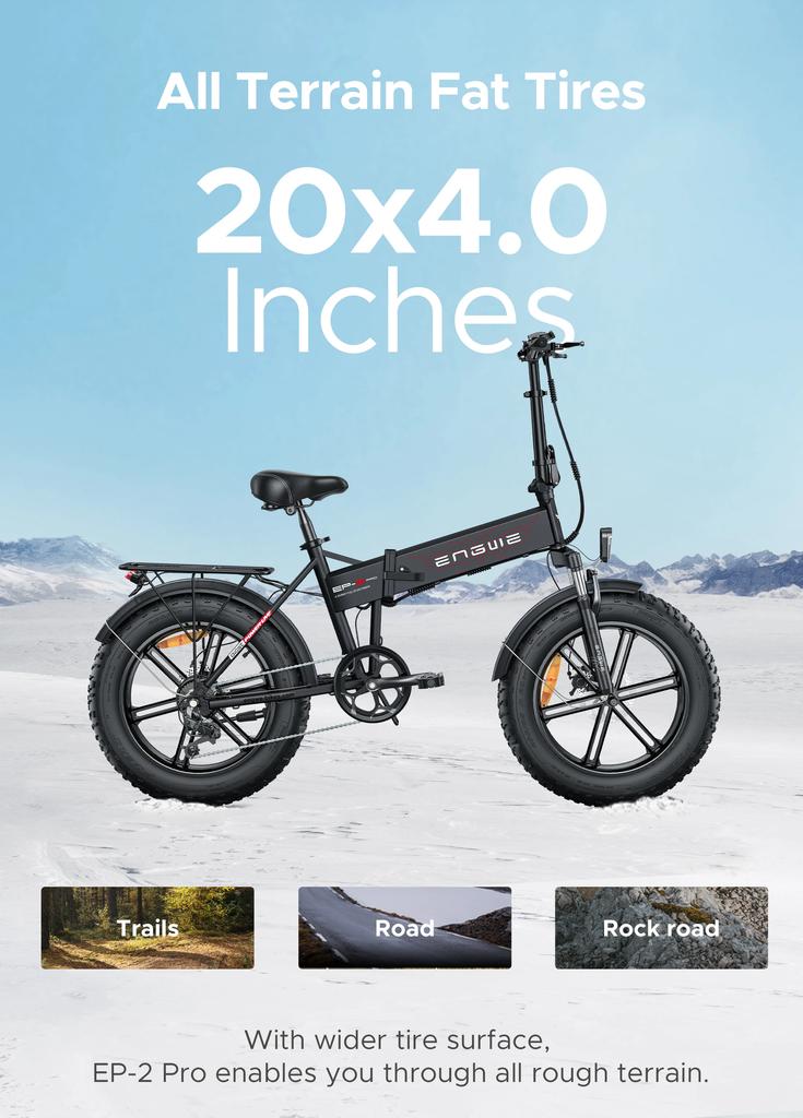 ENGWE EP-2PRO 250W  Powerful Motor 48V 13AH Lithium Battery Electric Bike 20*4 Inch Fat Tire Adult Folding Electric Bicycle