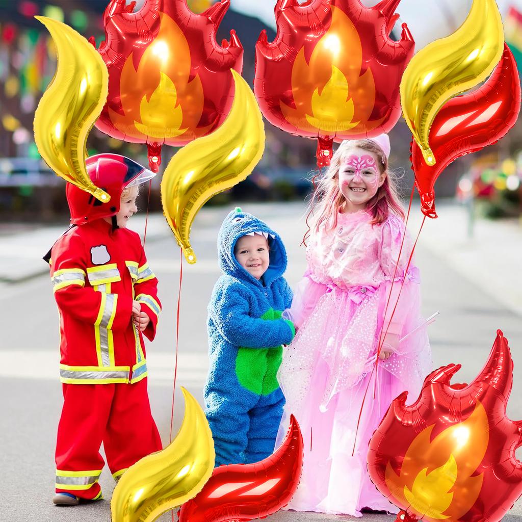 12 pieces of fire truck flame S-shaped aluminum film balloon combination kindergarten school community children's birthday ball