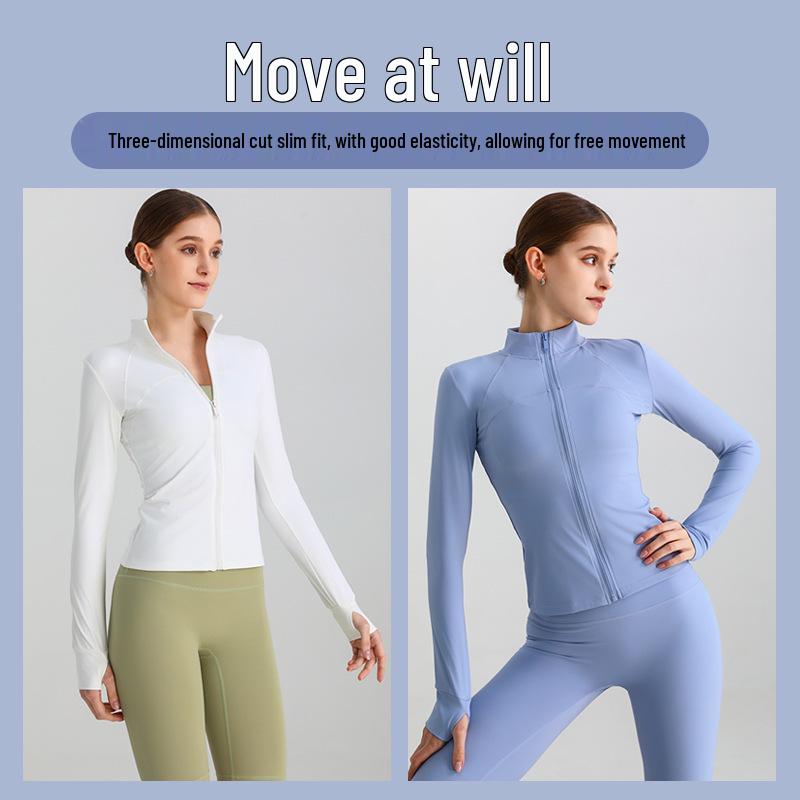 Cardigan Corto da Donna a Manica Lunga con Collo Alto e Vestibilità Slim - Perfetto per Yoga Autunnale, Corsa e Fitness