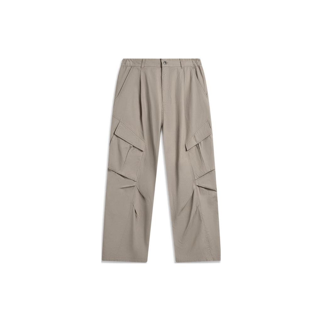 Li Ning CF Casual Solid Color Straight Leg Knitted Sports Pants Men Bottoms AKXU503-4