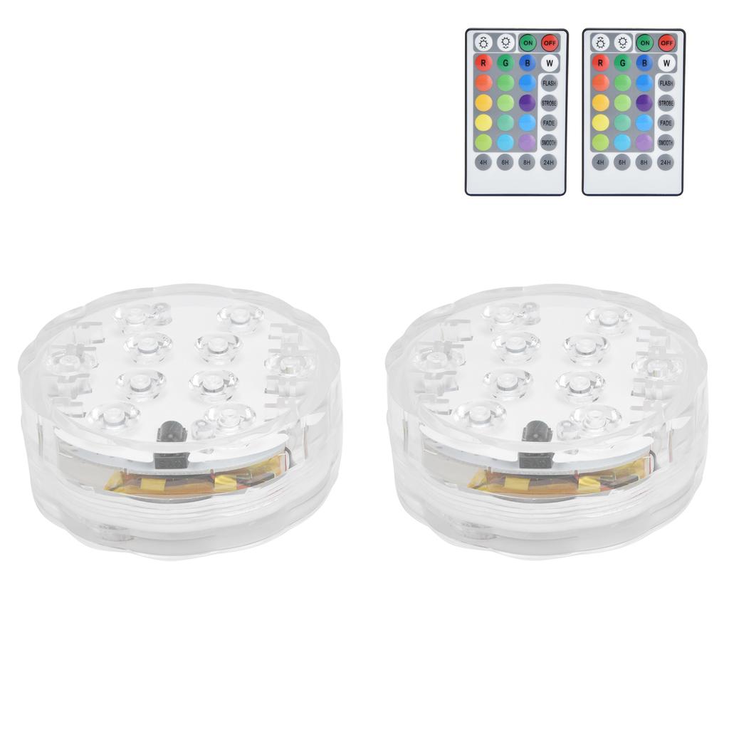 2 Stück 10LED Tauchlampe 16?Farbiges USB-Laden mit 28?Schlüssel-Fernbedienung Timing Unterwasserlampe