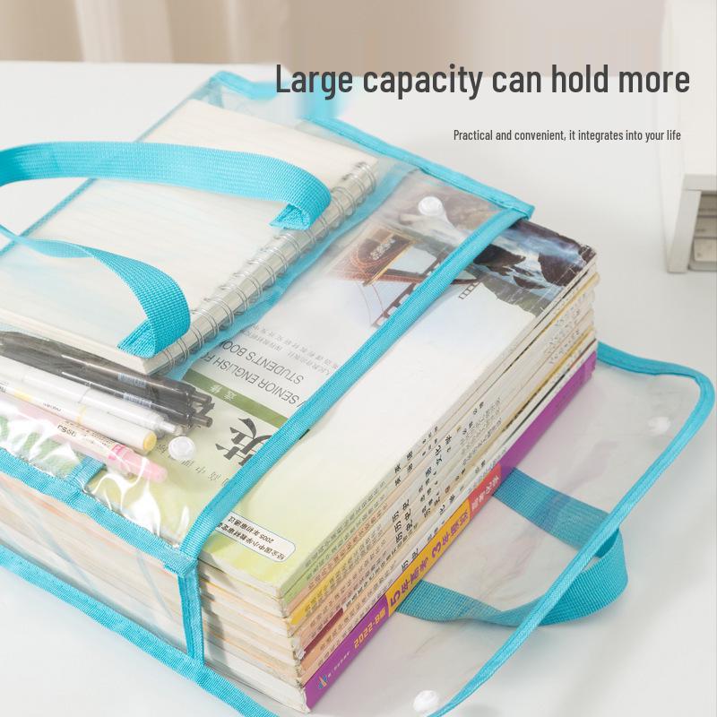 Clear PVC Exam and Storage Bag - Waterproof Handheld Book & Tutoring Bag