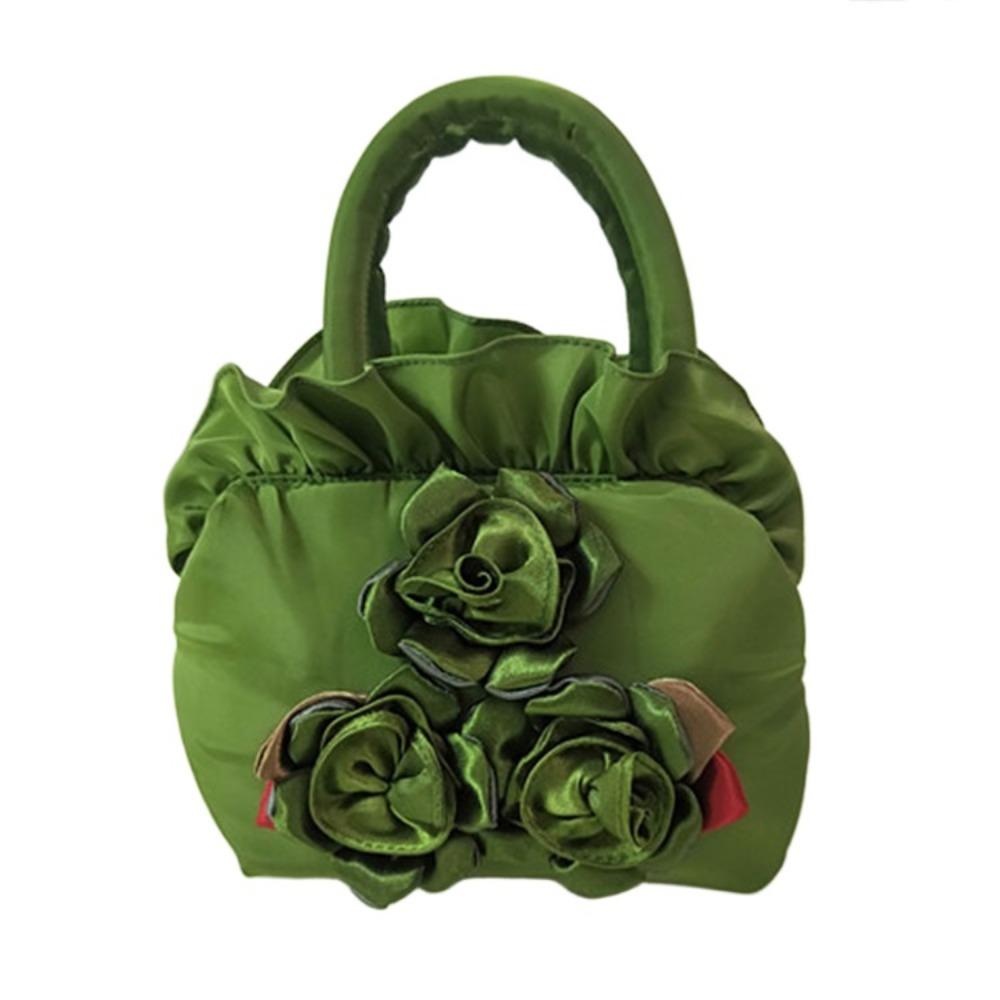 Satin Silk Hanfu Flower Drawstrings Bag Ruffle Small Purse Wallet Rose Flower Handbag  Ladies/Girls