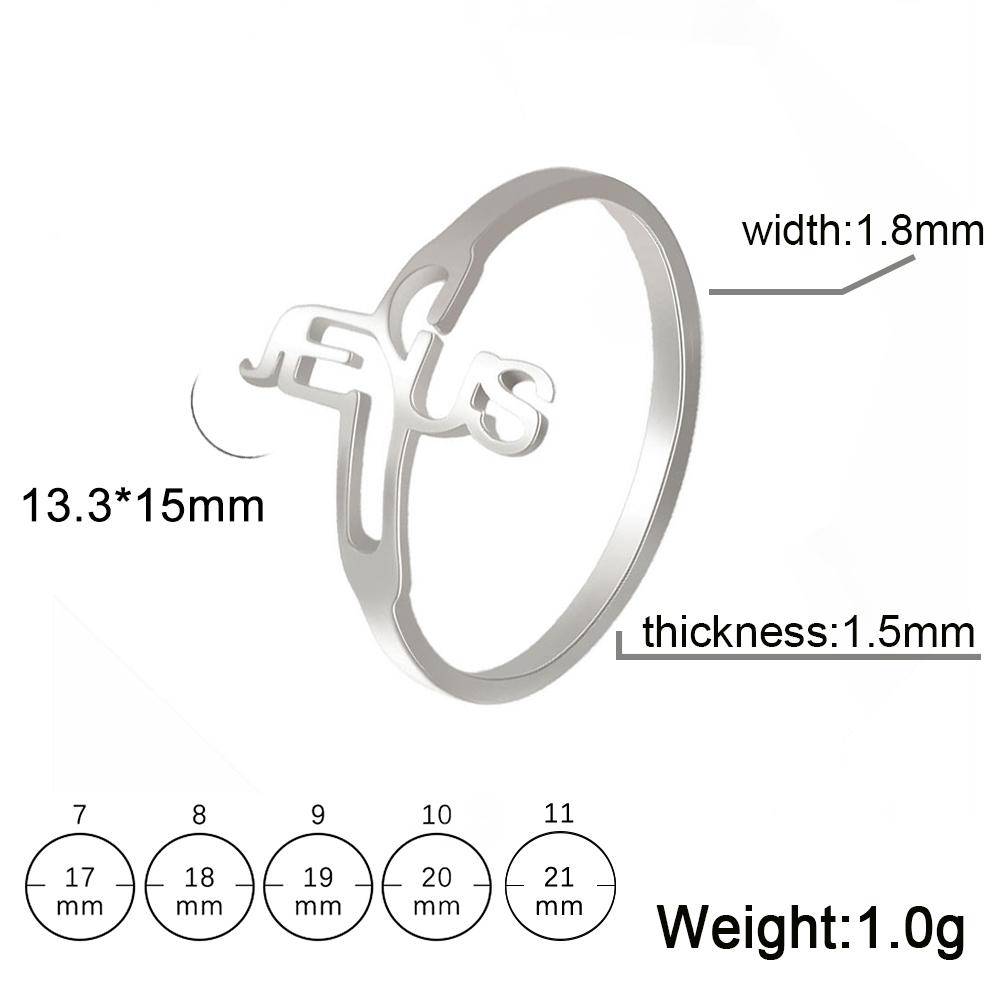 EUEAVAN 2026 Trend Hollow Cross Ring for Woman Stainless Steel Christian Jesus Rings Fashion Engagement Religious Jewelry Gifts