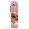 1PC Chihuahua Dog Looking Up 750ml Color Plastic Sports Water Bottle Leakproof Flip Straw Lid Suitable for Sports Office Home Use