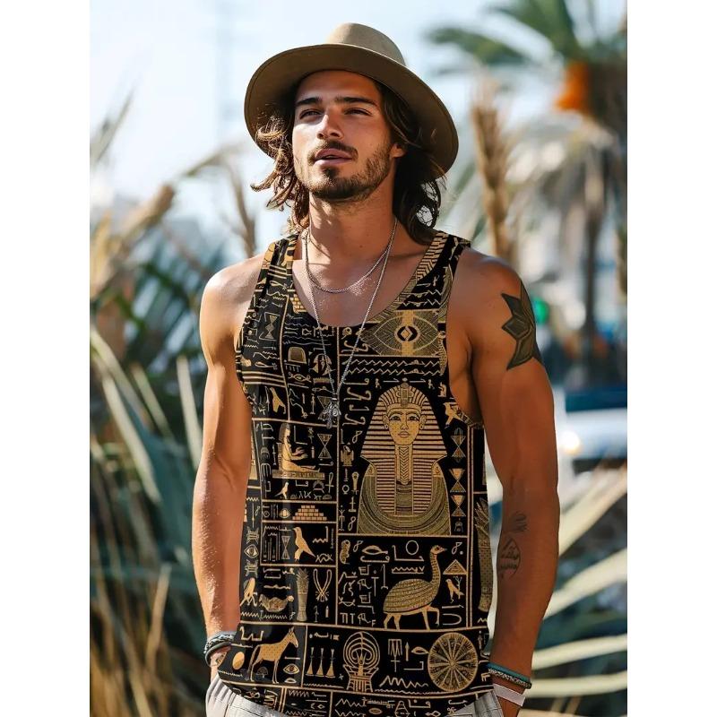 

Летний топ с круглым вырезом, 3D цветным блоком и принтом, модная повседневная майка без рукавов, мужские футболки 6XL