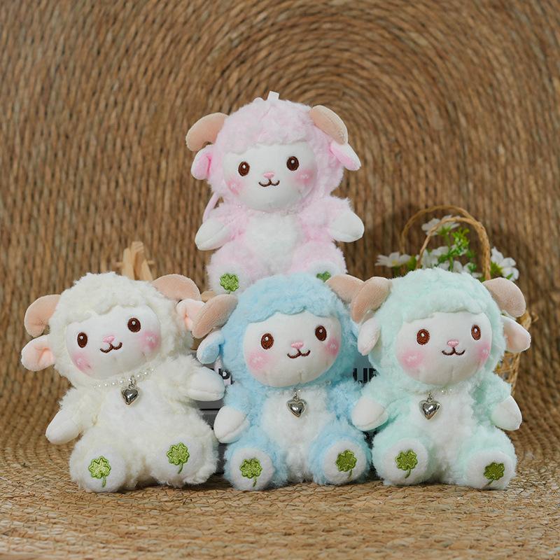 Little Sheep Stuffed Plush Keychain Soft PP Cotton Animal Doll Key Ring Cute Bag Pendant for Children Festival Gift