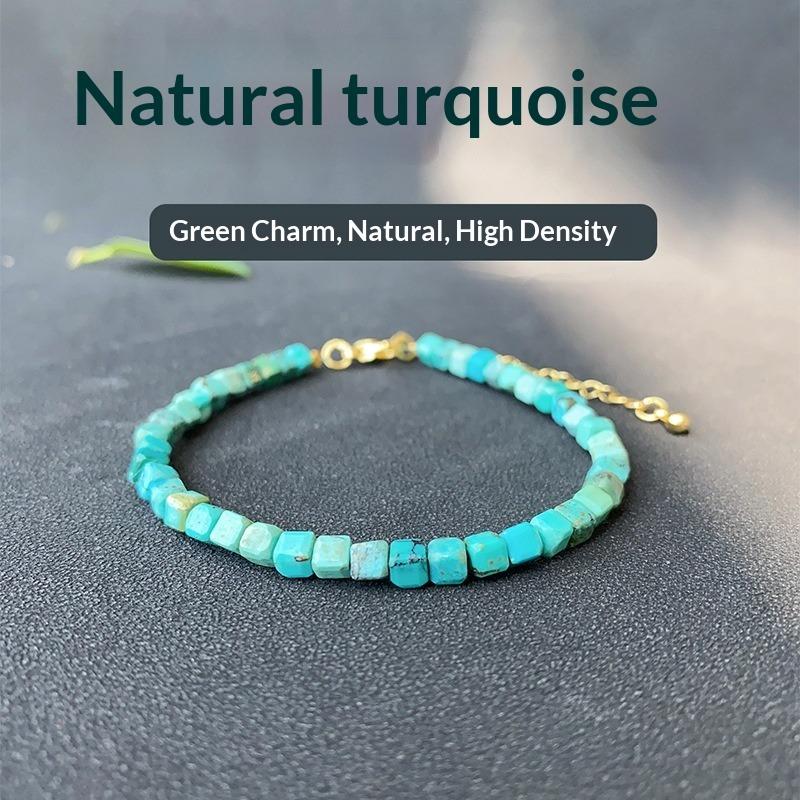 Jingyao Turquoise Bracelet Natural Raw Ore High Porcelain Small Cube Rubik's Cube Turquoise Bracelet
