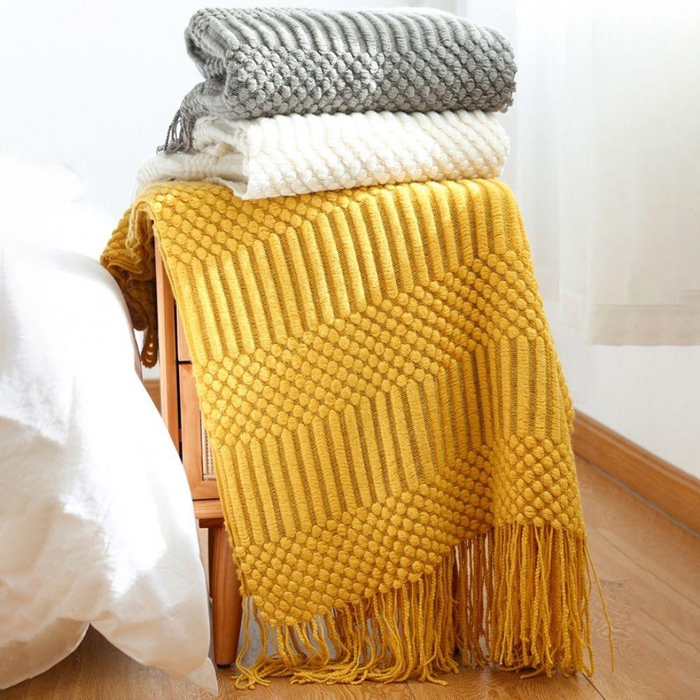 Soft Nordic Knitted Blanket Breathable Nap Blanket Universal Sofa Plaid Blanket Office