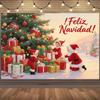 Winter Christmas Background Banner Spanish Christmas Party Decoration Xmas Tree Santa Claus Backdrop Supplies Photography Props