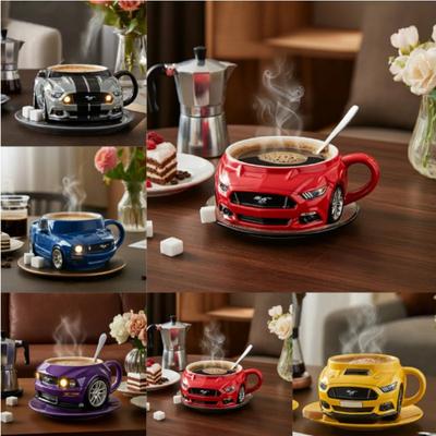 Handsome Sports Car Coffee Mug Mark Cup Resin Crafts Art Ornaments Stainless Steel Core Ornaments Coffee Cup Set Teacup Cup