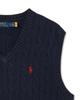 POLO RALPH LAUREN Cable Knit Cotton Sweater Vest - Navy