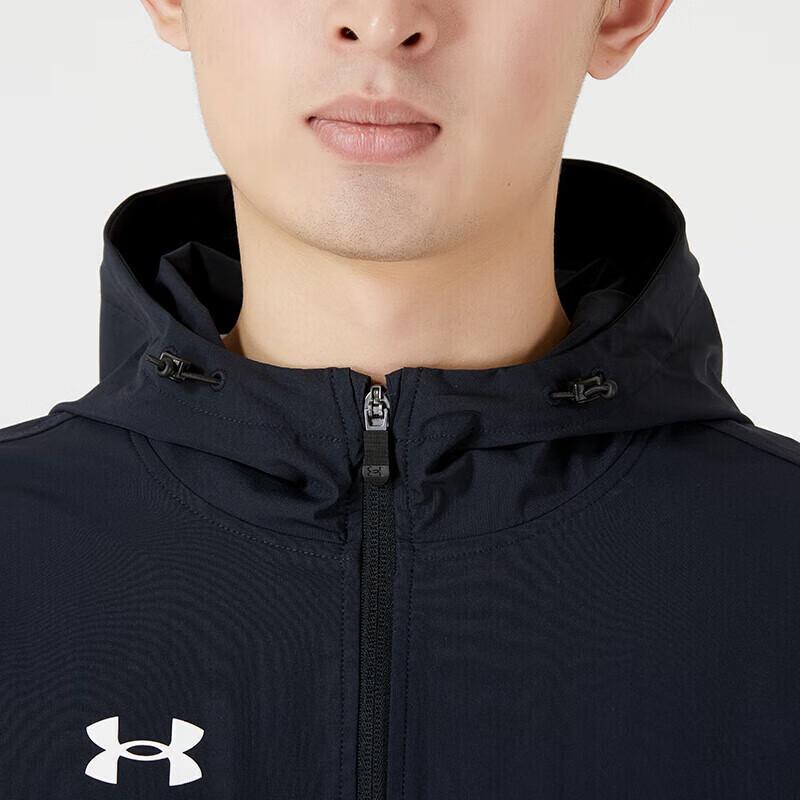 Under Armour Woven Logo Long Sleeve Top Comfortable Mid Waist Outdoor Pants Casual Sports Set Men Sports Set Black 21600411-001+21600705-001