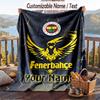 Flannel Blanket Fenerbahçe FC Print Custom Name Text Soft Throw for Sofa Bed