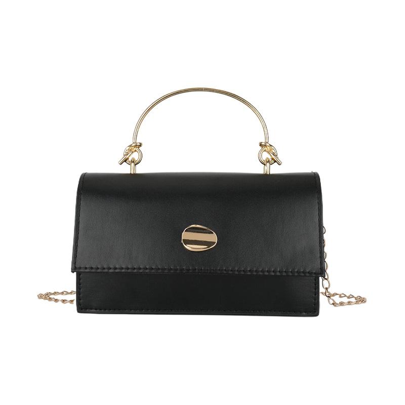 

Модная женская сумка с металлической ручкой 2024 года, весна, новая сумка через плечо с цепочкой, модная однотонная маленькая квадратная сумка чёрный