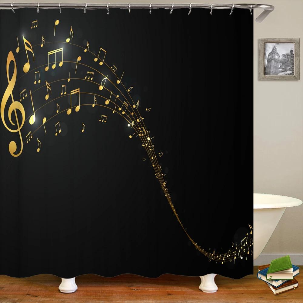 

Music Notes Shower Curtain Grey White Design Musical Theme Bathroom Decor Treble Clef Artistic Pattern Modern Home Decor Gift W60H190(CM)-1 Pcs
