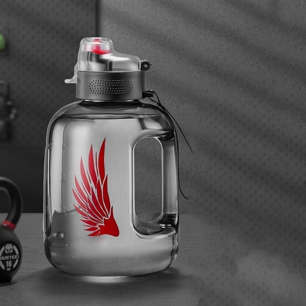 

1.7L 2.7L 4L 5L Straw Water Bottle with Straw Male Water Cup Gym Cup Fitness Bucket Football black-4L no straw