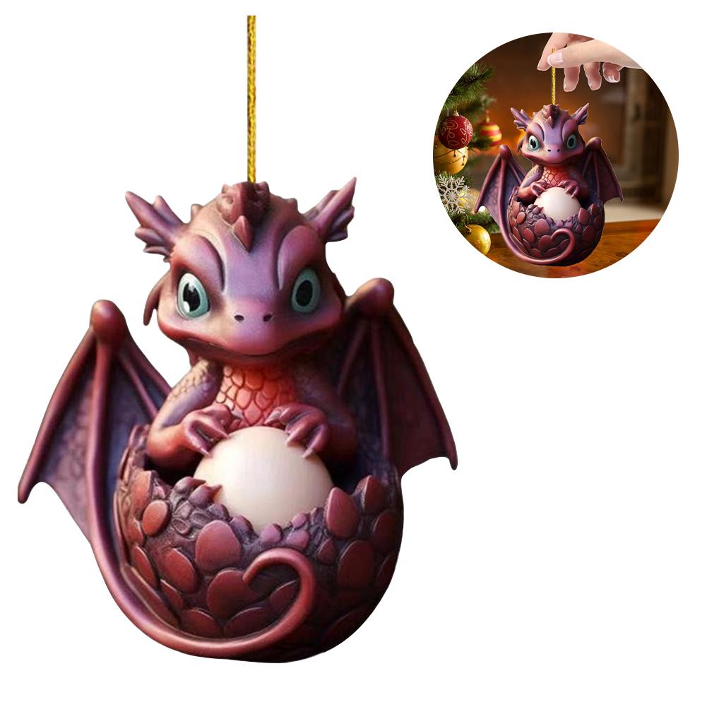 Christmas Dragon Ornaments Novelty Hanging Ornament Cute Dragon Egg Decoration Acrylic for Home and Car Decoration