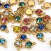10pcs 6mm Stainless Steel Crystal Rhinestone Beads Gold Color Birthstones Charms Pendants for Bracelet Jewelry Making Crafts DIY