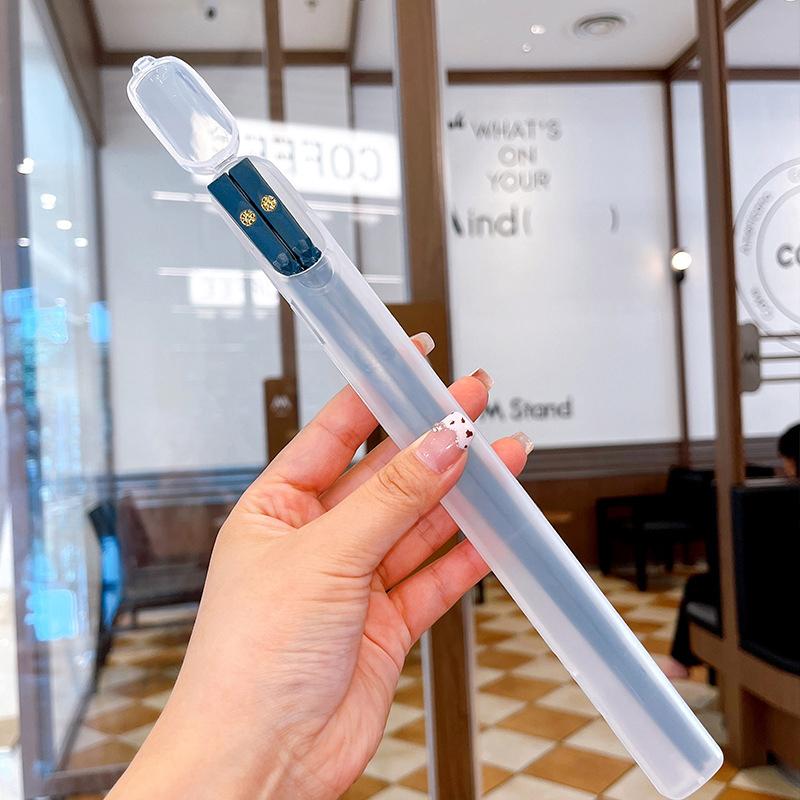 Портативный японский китайский набор палочек для еды суши, нескользящие палочки, многоразовый корейский набор палочек, здоровый набор столовых приборов из сплава темно-синий