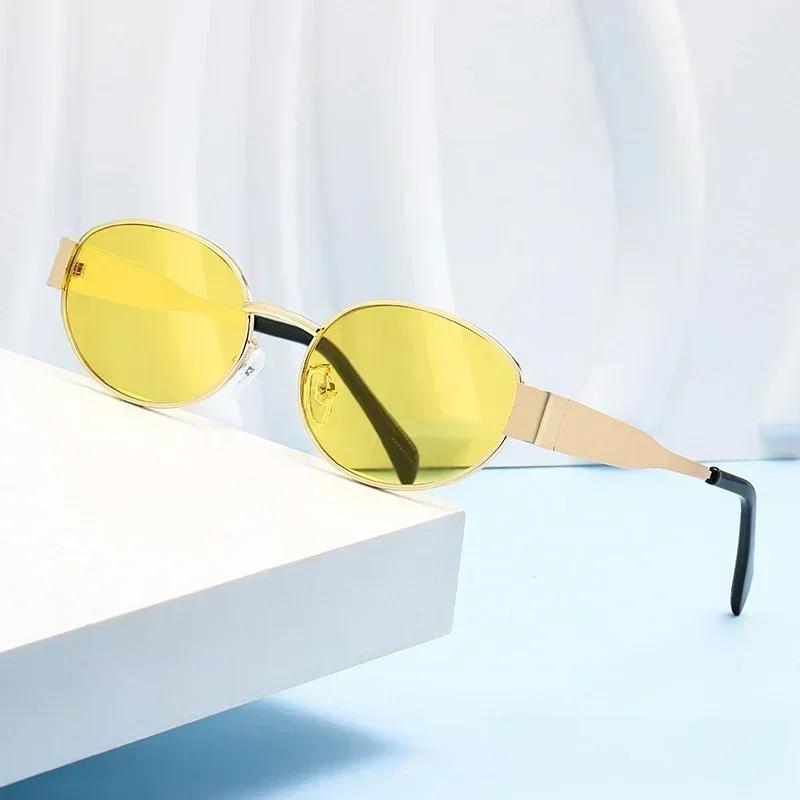 Ovale Zonnebrillen voor Dames Heren Trendy Metalen Frame Zonnebrillen Klassieke Tinten