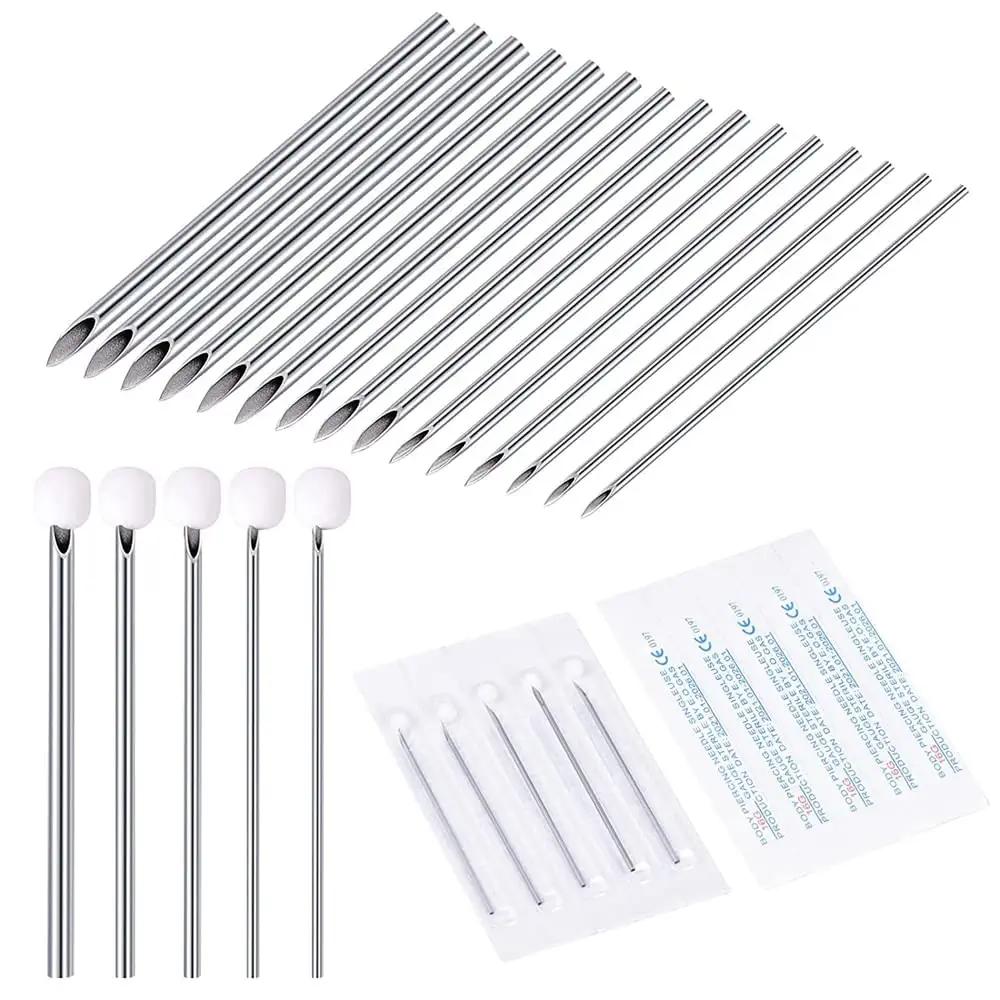 100/50/5PCS Sterile Body Piercing Needles 12/14/16/18/20G Stainless Steel Disposable Piercing Needle for Nose Ear Piercer Tools