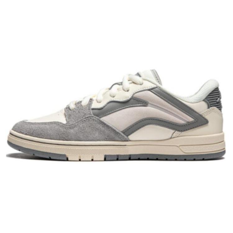 New LiNing Anti Slip Wear Resistant Low Top Skateboard Shoes Women's White Gray AEPU018-1