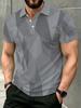 [Printed Design – Not Textured] Gray Gradient Geometric Triangle All-Over Print Men's Short Sleeve Polo Shirt