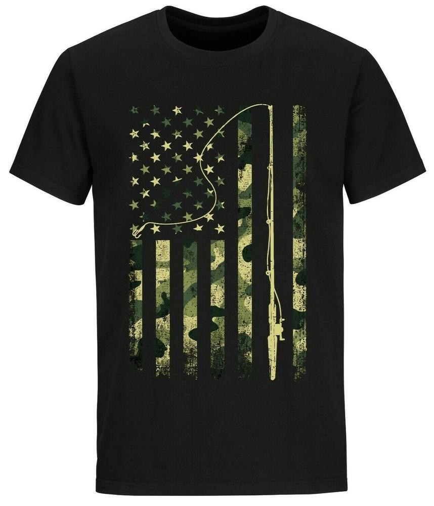 

Fishing T shirt USA Fishing Flag Military Gift For Fisherman Cool Gifts For Dad 2XL