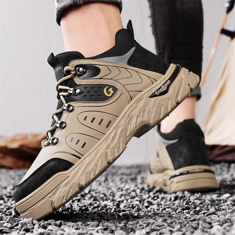 Fashion New Leather Sneakers Breathable Men Casual Shoes Comfortable Walking Shoes Non-Slip Outdoors Hiking Shoes Fashion Men's Shoes