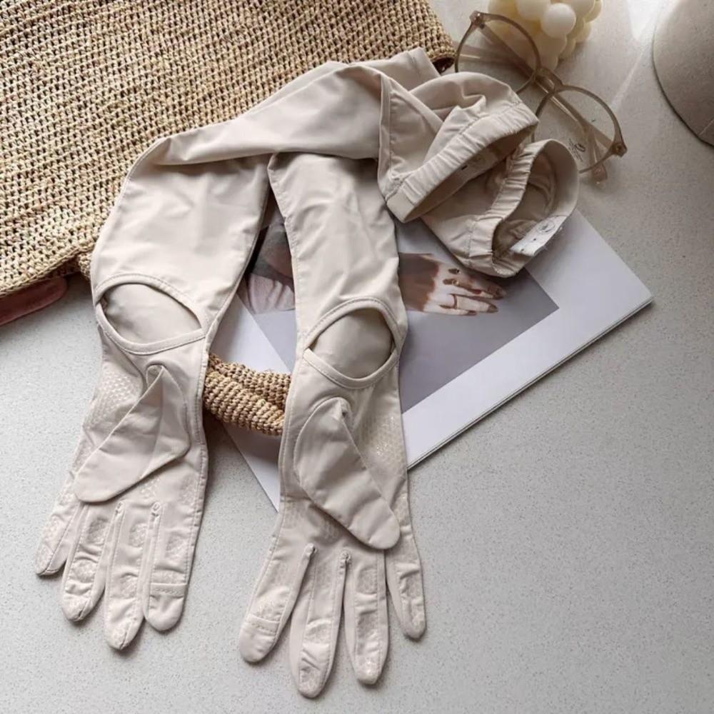 

New Dopamine Sunscreen Gloves Ice Silk Thin Arm Protector Sleeves UV Protection Non-Slip Gloves