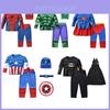 Conjunto de Fantasia Cosplay Homem-Aranha Capitão América Hulk Batman Superman para Crianças Com Poliéster e Elastano Para Halloween e Apresentações de Palco