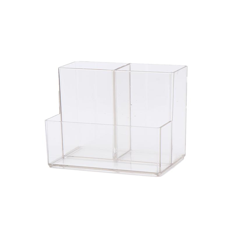 

Прозрачный ящик для косметики с тремя сетками, ведерко для кистей, органайзер для косметики, контейнер для ручек для студента, ящик для хранения прозрачный