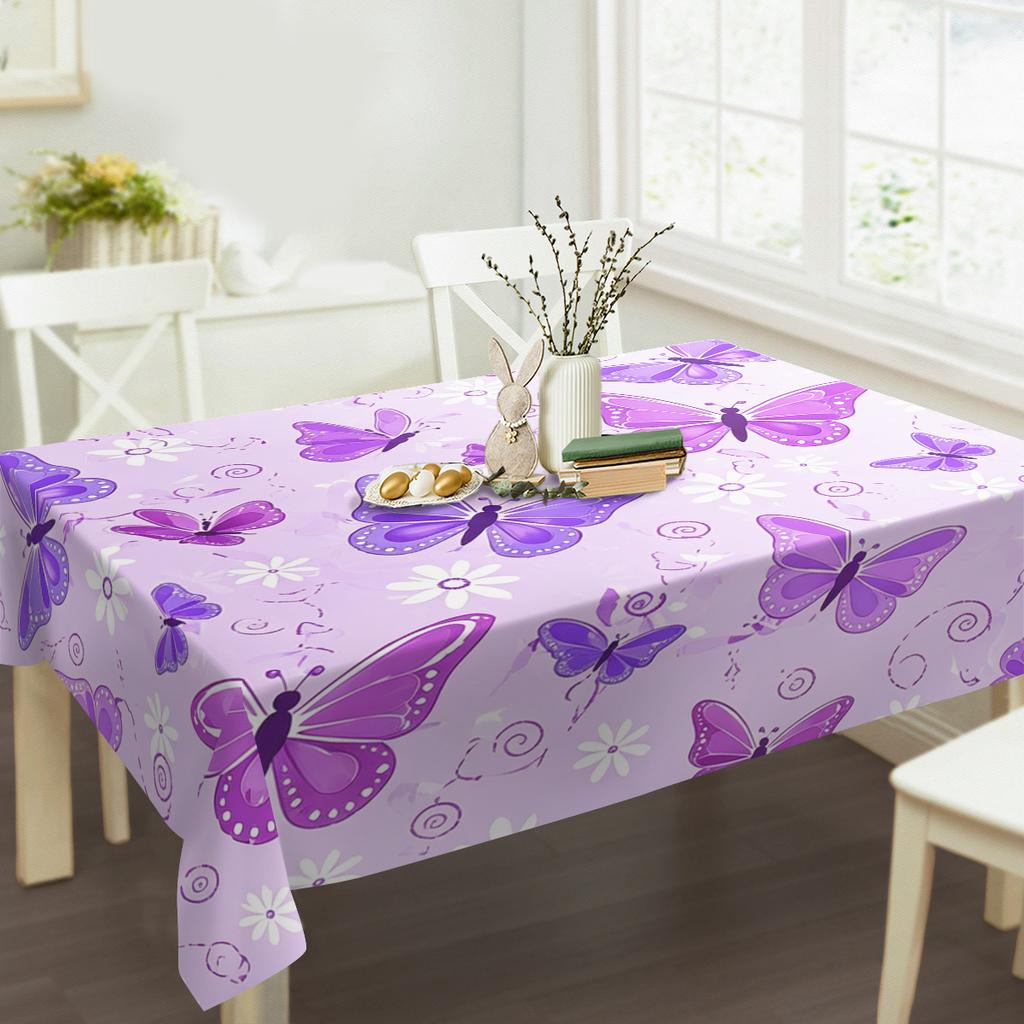 Watercolor Floral Pattern Polyester Tablecloth - Decorative Table Cover for Dining Table, Stylish Home Party Table Decoration