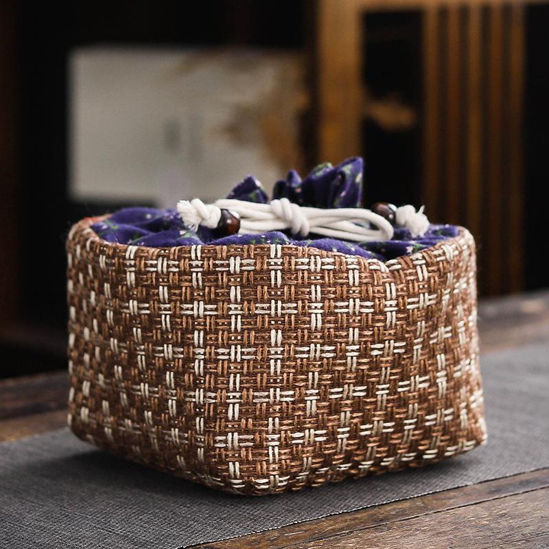 Portable Ceramics Storage Drawstring Pouches Stationery Jewellery Drop-proof Organiser Cloth Bag Travel Teaware Set Storage Bags
