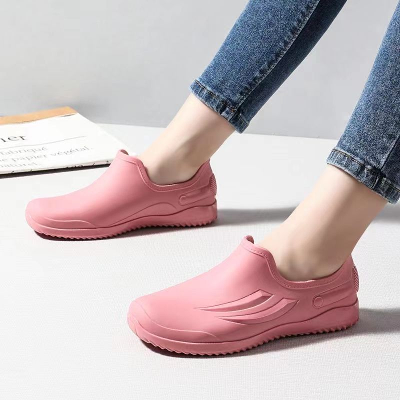 New Women's Cover Foot Flat Sole Four Seasons Rain Shoes Soft Bottom Non Slip Low Top Waterproof Work Shoes  Water Shoes