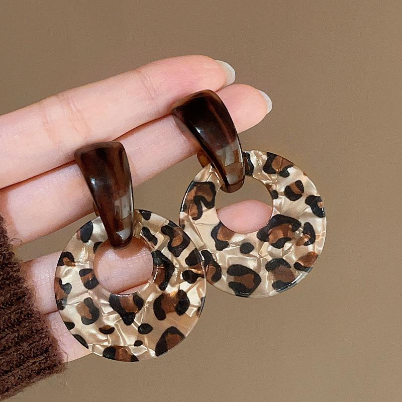 Maillard Coffee Color Amber Earrings Women's Autumn and Winter High-end Commuter Style Earrings Light Luxury Niche Design Earrings