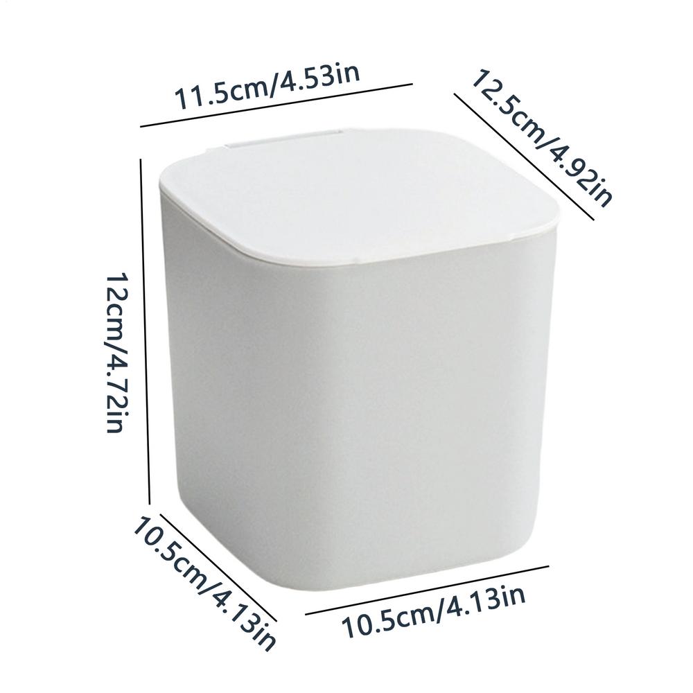 Mini Desktop Trash Can PP Plastic Small Desktop Trash Can With Lid Countertop Trash Can Waste Bin For Home Bathroom Car Desk белый